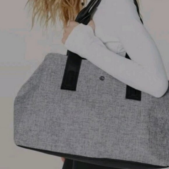 Lululemon Heather Gray Go Getter Gym Duffel Travel Bag 26L Complete 3 Piece Set - Picture 1 of 6